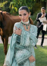 Elaf Luxury Embroidered Karandi 3 Piece Unstitched Suit EF25LW D-EWK-7A MINTFROST